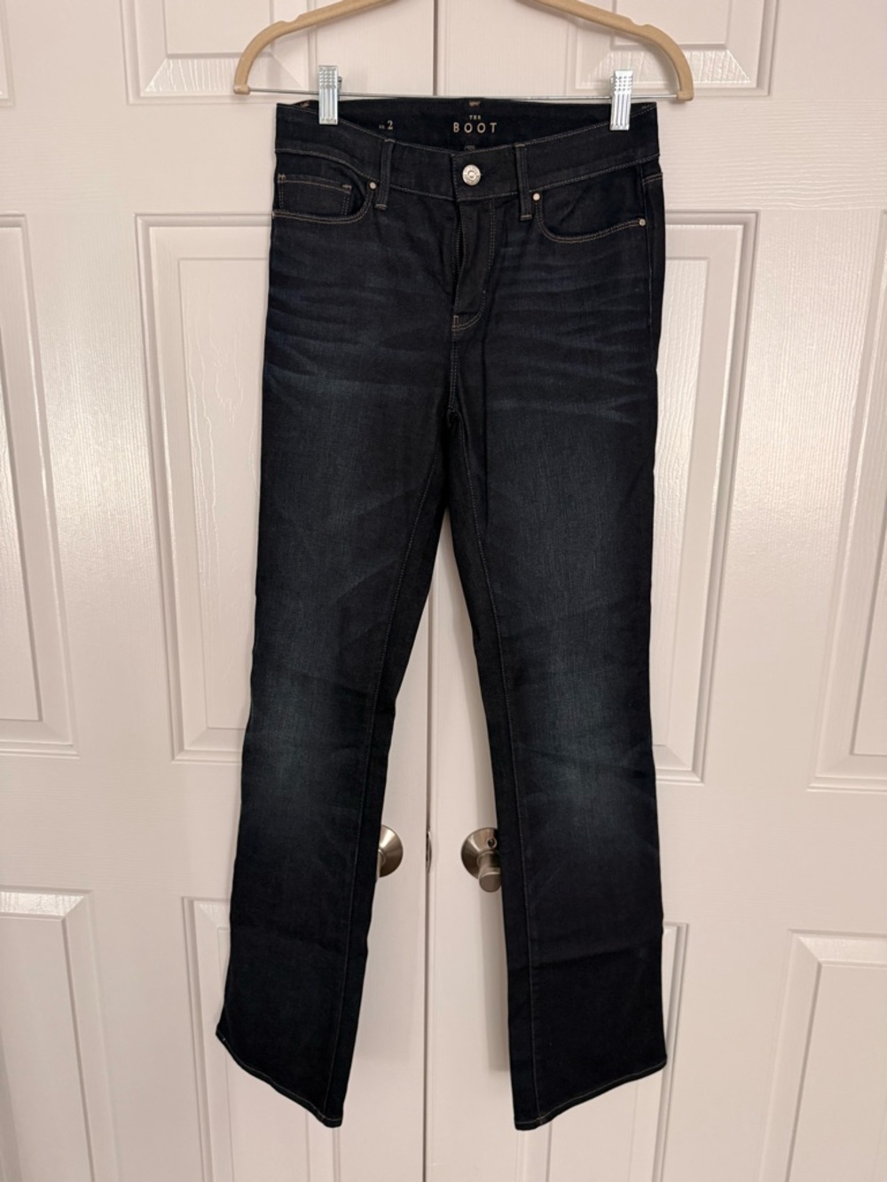 White House Black Market Women's Boot Cut Jeans in Dark Wash Black